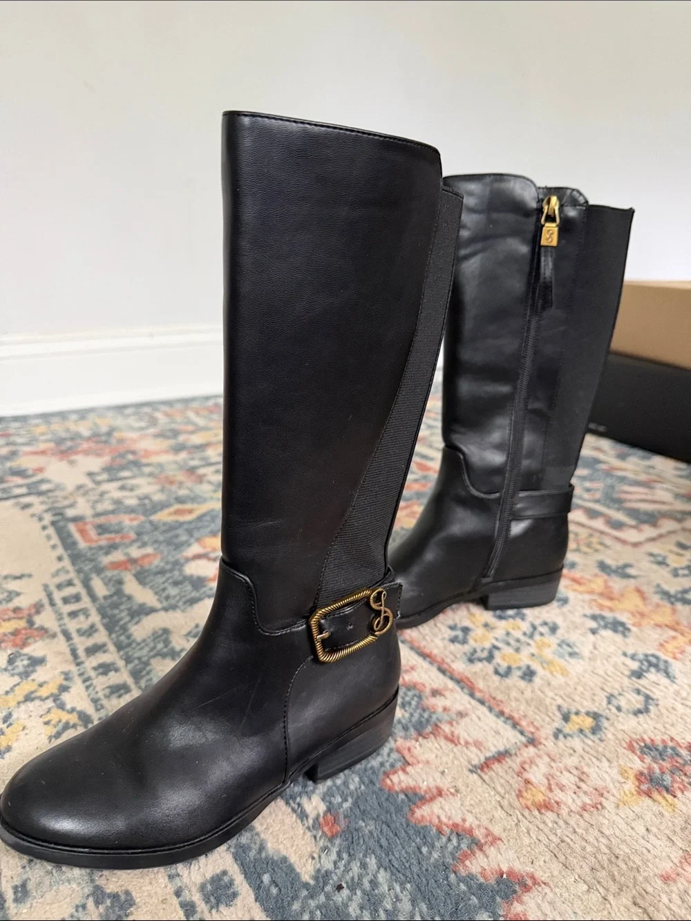Gorgeous kids girls Black Leather Knee-High Riding Boots